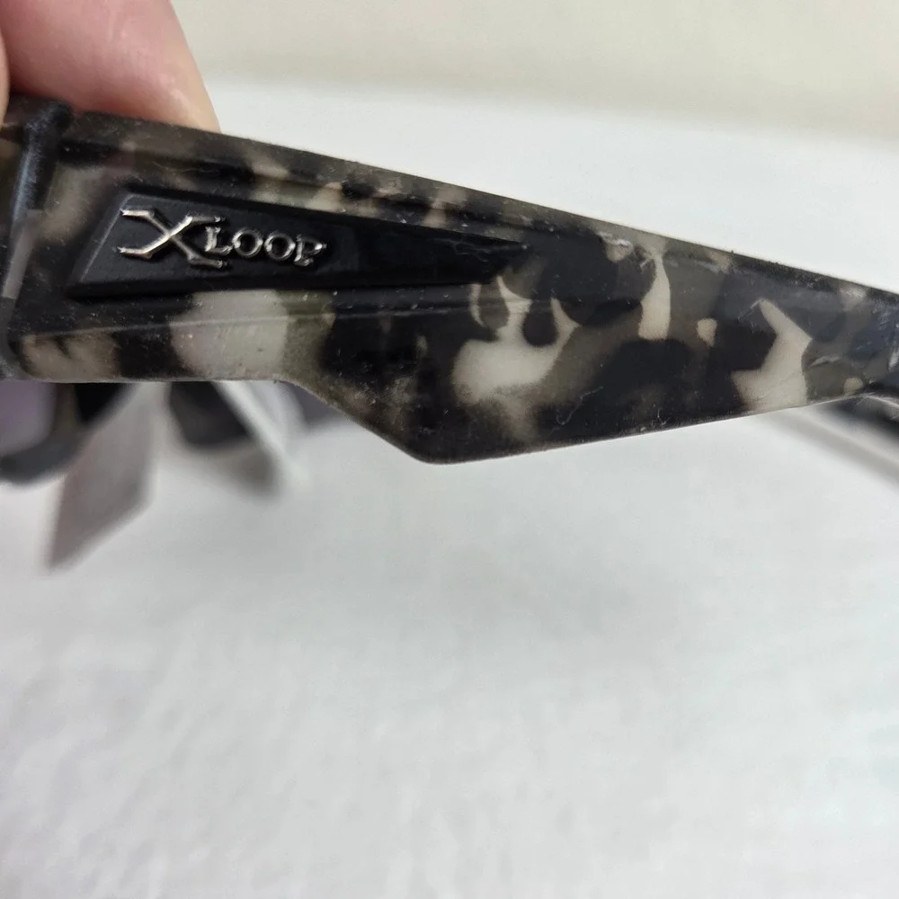 X-Loop Mens Sports Sunglasses Grey Camo Wrap Around UV400 Polycarbonate Lens NEW
